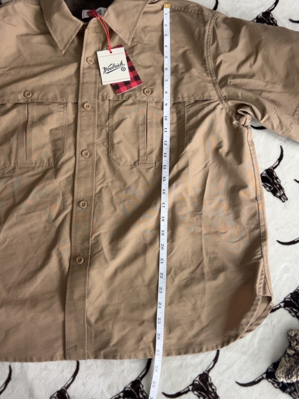 NWT Woolrich Woman’s Utility Fishing Shirt Jacket Medium Khaki Tan Vented